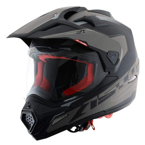 Astone Helmets -CROSS TOURER ADVENTURE - Casque de motocross homologué en polycarbonate - Casque intégral polyvalent, 3 en 1 enduro route et trail - Matt black S