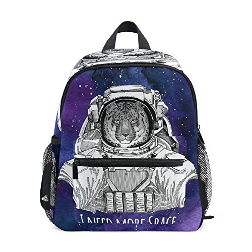 Astronaut Leopard and Nebula Galaxy Mochila de día Mochila Escolar para niños Preescolar niños niñas