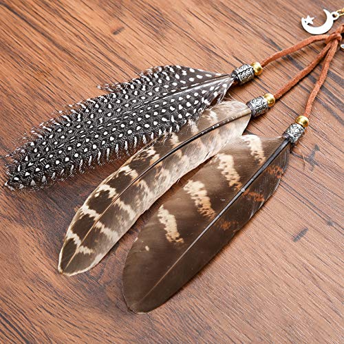 AWAYTR Diadema de plumas Bohemia nativa americana Tocado Indio Hippie Headwrap para festivales Fotografía (Estrella - 3pzs)