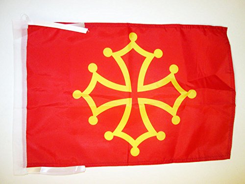 AZ FLAG Bandera de MEDIODÍA-Pirineos - OCCITANIA 45x30cm - BANDERINA DE Midi-PYRÉNÉES - OCCITANIE - Francia 30 x 45 cm cordeles