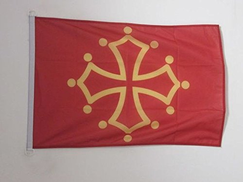 AZ FLAG Bandera de MEDIODÍA-Pirineos - OCCITANIA 90x60cm Uso Exterior - Bandera DE Midi-PYRÉNÉES - OCCITANIE - Francia 60 x 90 cm Anillos