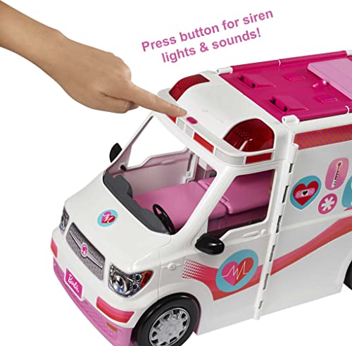 Barbie Juego de Ambulancia y Clínica - Convertible - 20+ Accesorios - Luces y Sonidos - No incluye Muñeca - +60 cm - Regalo para Niños de 3+ Años