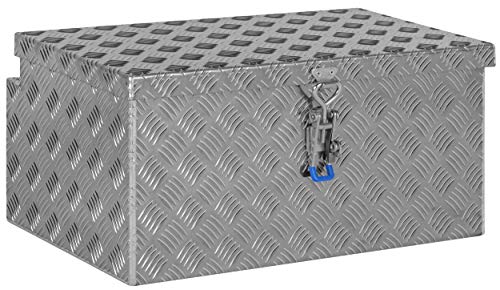 Baúl para remolque, de chapa estriada de aluminio de 2,5/4 mm, caja de almacenaje, caja de herramientas, caja de cinturón, 614 x 295 x 390 mm, contenido: aprox. 69 litros, fabricado en Alemania