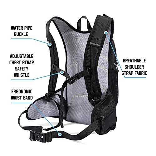 BBAIYULE Paquete de hidratación, mochila de hidratación aislada con vejiga de agua de 2 L sin BPA, para correr, senderismo, ciclismo, escalada, camping, ciclismo (negro)