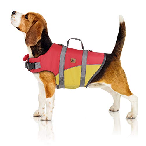 Bella & Balu Chaleco salvavidas para perros – Chaleco salvavidas reflectante para máxima seguridad en el agua y al nadar, navegar, hacer surf, SUP, kayak, canoa y barco (talla M)