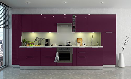 Berlenus CP8HA - Mueble alto de cocina (2 puertas, 80 cm), color berenjena brillante