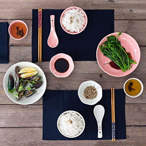 BESTonZON Villa Table - Juego de vajilla de cerámica japonesa (6 unidades), color rosa
