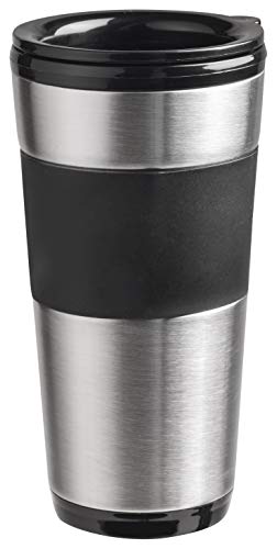 Bestron Cafetera con vaso térmico, para café de filtro molido, 2 tazas grandes, 750 W, acero inoxidable, color: negro
