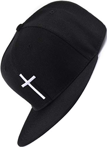 Bexxwell Gorra negra con cruz (ajuste óptimo, gorra, negro, Cross, unisex)