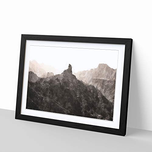Big Box Art Montañas en Gran Canaria - Cuadro enmarcado (62 x 45 cm), color negro