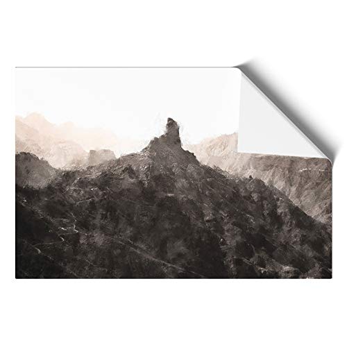 Big Box Art Póster de Montañas en Gran Canaria sin marco, A2 (59,4 x 42 cm), blanco, negro, marrón, gris, beige