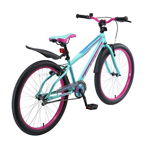 BIKESTAR Bicicleta Infantil para niños y niñas a Partir de 10 años | Bici de montaña 24 Pulgadas con Frenos | 24" Edición Mountainbike Turquesa Berry