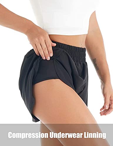 Blooming Jelly Pantalones Cortos para Correr para Mujer Cintura Elástica de Secado Rápido Pantalones Cortos Deportivos de Entrenamiento Activo con Bolsillos 1.75"