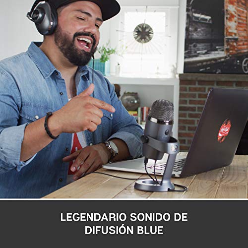 Blue Yeti Nano Micrófono de condensador USB Premium, Grabación, Streaming, Gaming, Podcasting, PC, Mac, Efectos Blue VO!CE, Cardioide y Omnidireccional, Sin Latencia - Gris