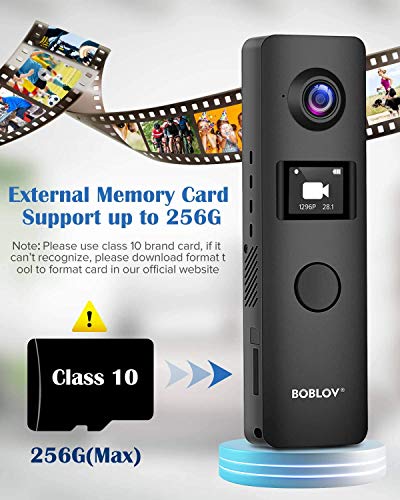 BOBLOV C19 Wifi 64GB Cámara de cuerpo pequeño 1080P Mini cámara de cuerpo Memoria externa compatible con pantallas OLED Grabación de 4 horas para enseñanza/conferencia/viaje