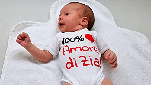 Body para bebé maga corta tía, Frase italiana "100% amor de tía"
