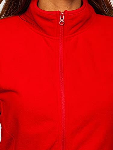 BOLF Mujer Sudadera Forro Polar Cierre de Cremallera Jersey Blusa Suéter Sweatshirt de Manga Larga Jacket Fitness Deporte Outdoor Estilo Diario HH015 Rojo L [A1A]