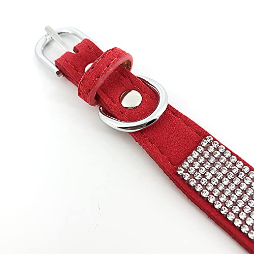Bonito Collar de Perro con pedrería Bling Bling (Rojo XS) - Adecuado para Perros pequeños y medianos
