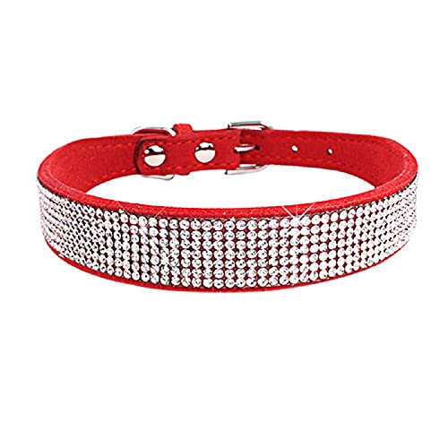 Bonito Collar de Perro con pedrería Bling Bling (Rojo XS) - Adecuado para Perros pequeños y medianos