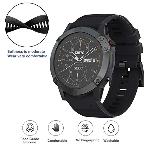 Bosixty Pulsera Correa de Reloj de Silicona Ajustable Accesorios de Banda de Reloj de Pulsera Compatible con Garmin Fenix 6X Pro Solar Sapphire GPS Smart Wacth