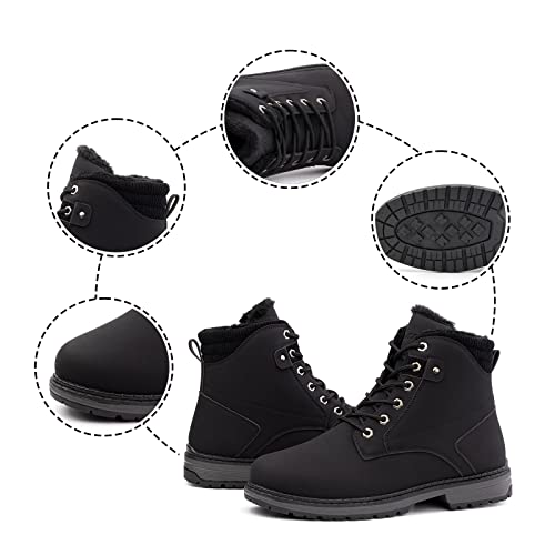 Botas Mujer Invierno Botines Hombre de Nieve Forradas Planas Zapatos Sneakers Antideslizante Aire Libre Senderismo 10 Negro Número 42 EU