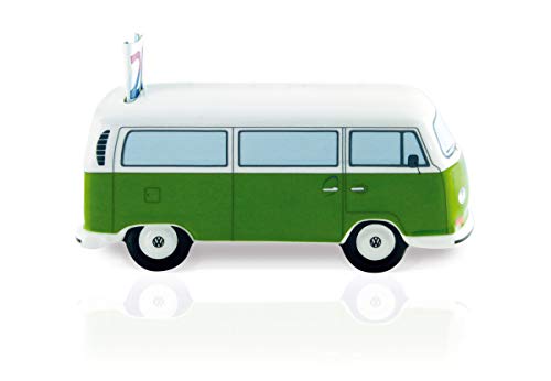 Brisa VW Collection - Volkswagen Furgoneta Hippie Bus T2 Van Hucha Vintage de Cerámica en Caja de Regalo, Caja de Dinero Reutilizable, Alcancía como Souvenir (Escala 1:22/Verde/Blanco)