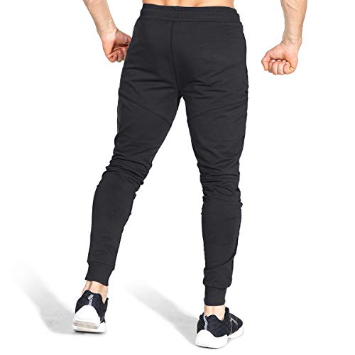 BROKIG Pantalones de Chándal de Gimnasio para Hombre Joggers Chándal Vertex para Jogging Pantalones para Correr con Bolsillos Negro XL