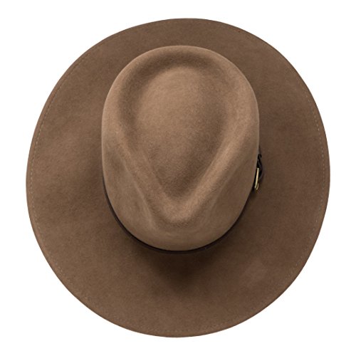 B&S Premium Lewis - Sombrero de ala Ancha Fedora - 100% Fieltro de Lana - Resistente al Agua - Banda de Piel - Marrón pálido 60cm