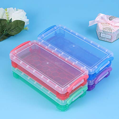 Caja de lápices multiusos Toyvian, de plástico, transparente, caja de almacenamiento para la escuela, oficina, suministros de papelería, 4 unidades (color al azar)