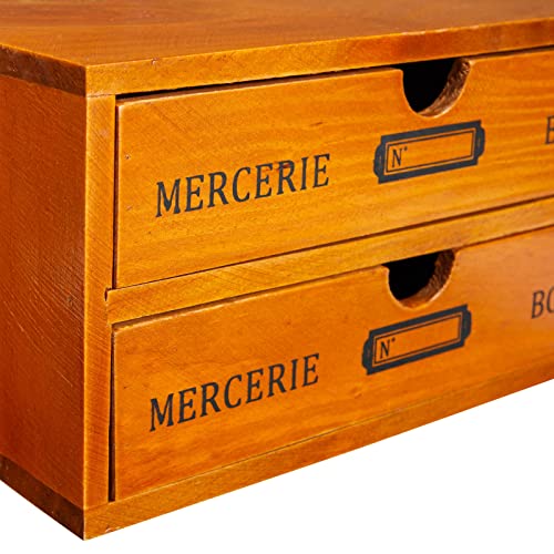 Caja de madera con cajones, Organizador de escritorio estilo Vintage Francés, 25 cm x 18 cm x 13 cm