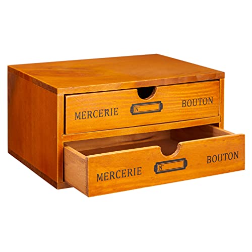 Caja de madera con cajones, Organizador de escritorio estilo Vintage Francés, 25 cm x 18 cm x 13 cm