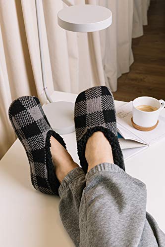 Calcetines Zapatillas de Hombre, Agilis Soft Step Technology con Planta de Memory Foam (Black Grey Checker, 43)