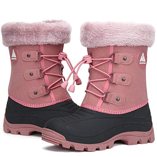 Cálidas Zapatos de Nieve Niña Impermeable Botas de Invierno Cómodas Antideslizante Winter Boots Niña Forrado de Piel Sintética Zapatos de Interior al Aire Libre, Boot Rosa 30