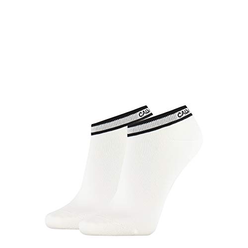 Calvin Klein Liner Logo Cuff Stripe Spencer Socks Calcetines, Blanco, Talla única Grande para Mujer
