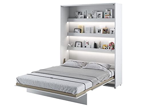 Cama plegable Bed Concept vertical 180 x 200 cm, color blanco lacado
