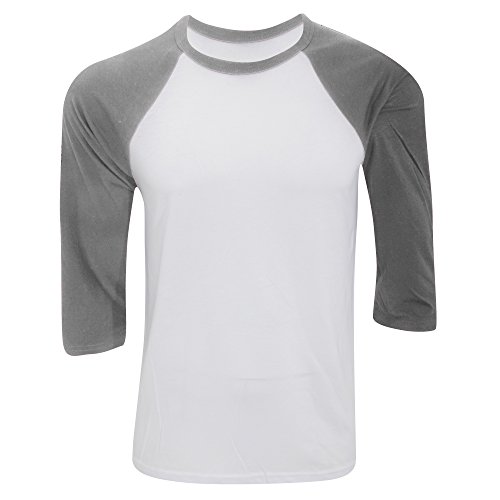 Camiseta de béisbol para hombre con manga de 3/4 Gris Grey/Navy Triblend Medium