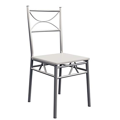 CASARIA Conjunto Mesa y 4 sillas Paul Muebles de Cocina Comedor Blanco Mesa MDF Resistente 110x70cm