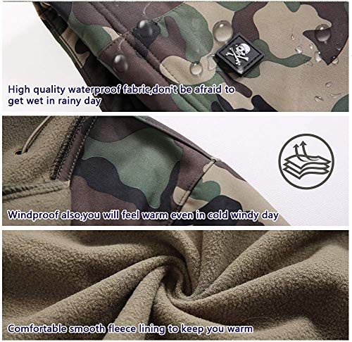 Chaquetas de forro polar militares impermeables con cremallera completa para hombre con múltiples bolsillos, Camuflaje-verde, XL