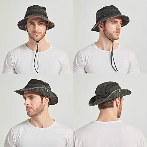 Charmylo Para Mujer para Hombre Sombrero para el Sol de Algodón de ala Ancha Bucket Hat Safari Boonie Hat Verano Protección UV Plegable Pesca Hat