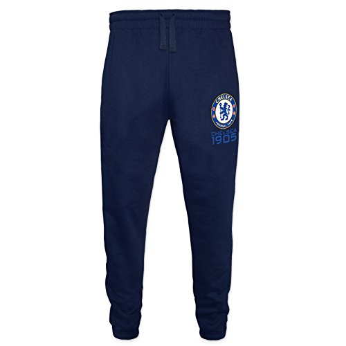 Chelsea FC - Pantalón de Fitness para Hombre - Forro Polar - Producto Oficial - Azul Marino Estrecha - Small