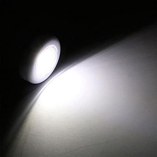 Clenersa Punto luz LED COB redondo adhesivo sin instalación-3 pilas AAA toque, Blanco, Pack 3 un