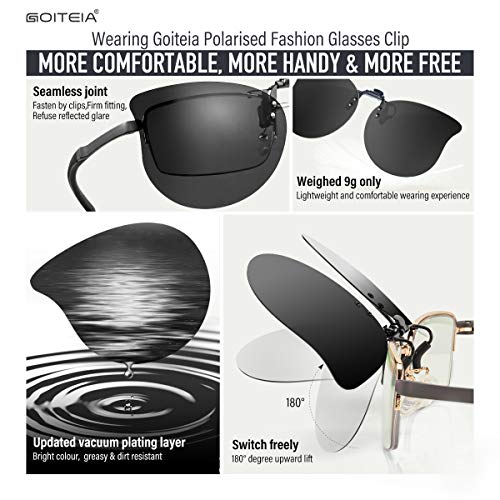 Clip para Gafas para Sol Polarizadas Hombre Mujer- Flip up Clip Lentes de Sol, Gato Retro Gafas de Sol con Clip para Conducir Pesca Deporte al Aire Libre, Protección UV400 (Gris)