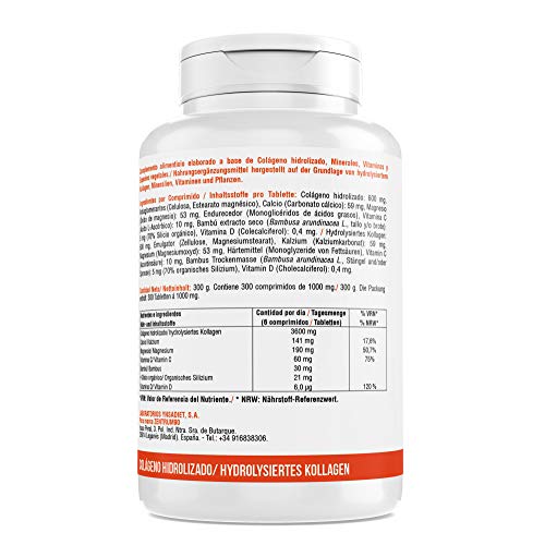 Colágeno con Magnesio 900 Comprimidos| Colágeno Hidrolizado con Calcio + Vitamina C + Vitamina D| Energía y Articulaciones Fuertes| Z90