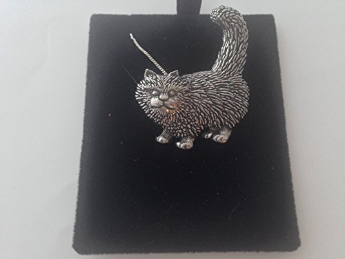 Collar chapado en platino en 3D con diseño de gato de pie, tamaño A40, hecho a mano, 45,7 cm, con embalaje de orgullo en detalle