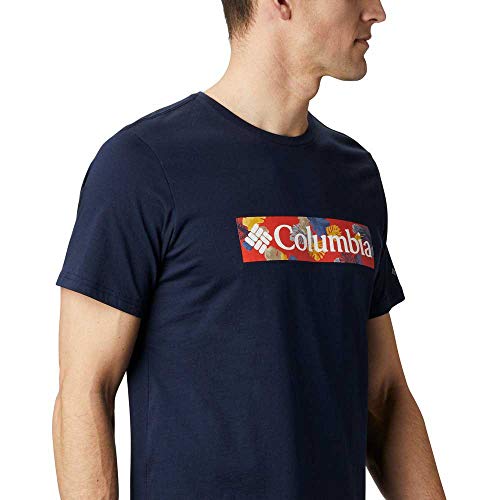Columbia M Rapid Ridge Camiseta Estampada De Manga Corta, Hombre, Collegiate Navy, Sky Blue Framed Floral, XL
