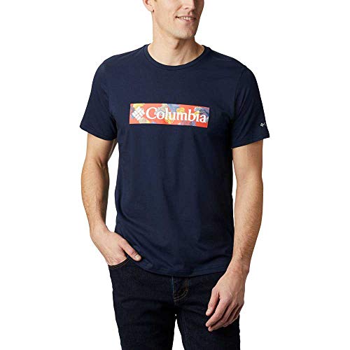 Columbia M Rapid Ridge Camiseta Estampada De Manga Corta, Hombre, Collegiate Navy, Sky Blue Framed Floral, XL