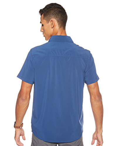 Columbia Triple Canyon Solid Short Sleeve Shirt Camiseta de Senderismo Manga Corta, Hombre, Azul (Carbon), S