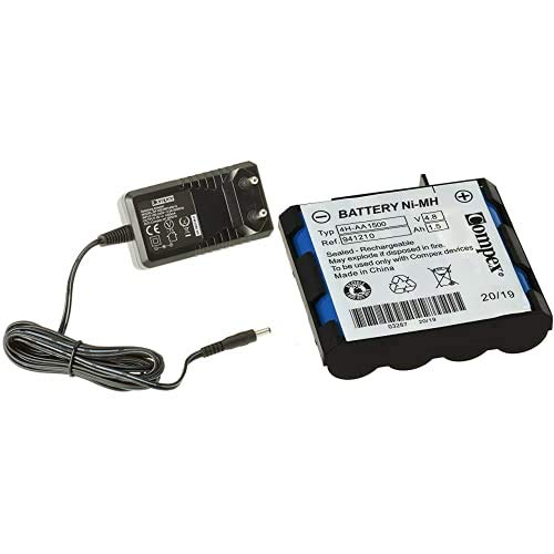 Compex - Cargador rápido de baterías para máquinas de musculación Color Negro + 941210- Batería De Recambio, Azul