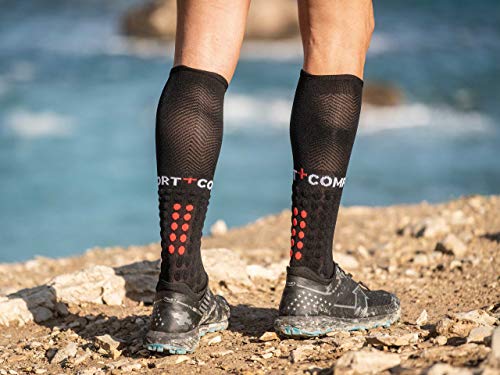 COMPRESSPORT Full Socks Run Calcetines de alta compresión para correr - Mejore su rendimiento - Soporte muscular, confort superior y ultraligero - Ciclismo, running, trail y triatlón, Negro, T1