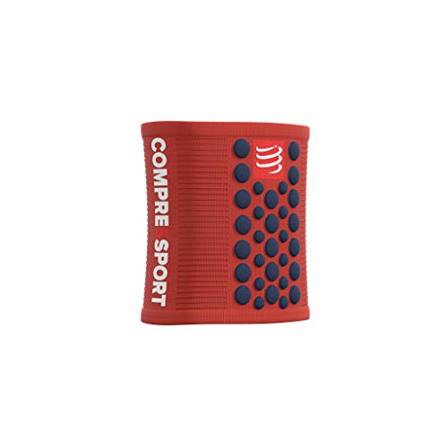 Compressport - Muñequera multideporte negra/roja - Sweatbands 3D.Dots - Muñequera antitranspiración - Propiedades ultra absorbentes - Fibras de secado rápido